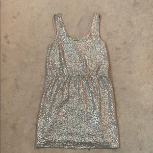 Beige/Silver Sequin Dress